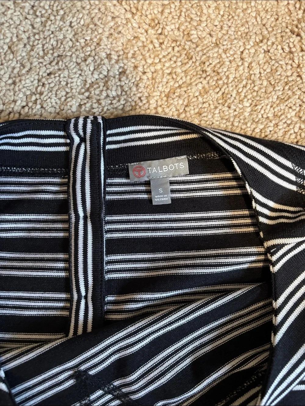 Talbots Black & White Striped Pocket Shift Dress - Picture 5 of 7